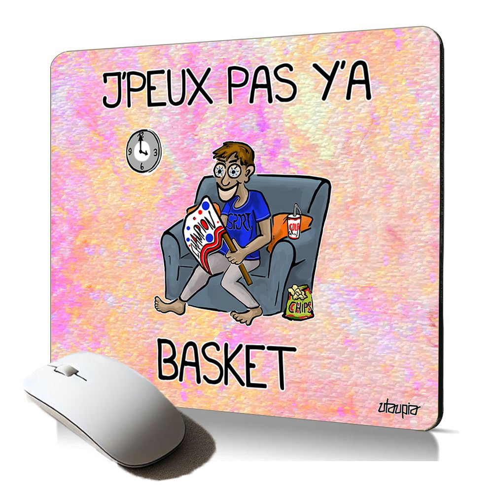 Tapis de souris souple Utaupia - Thème Basket NBA, Antidérapant, Humoristique