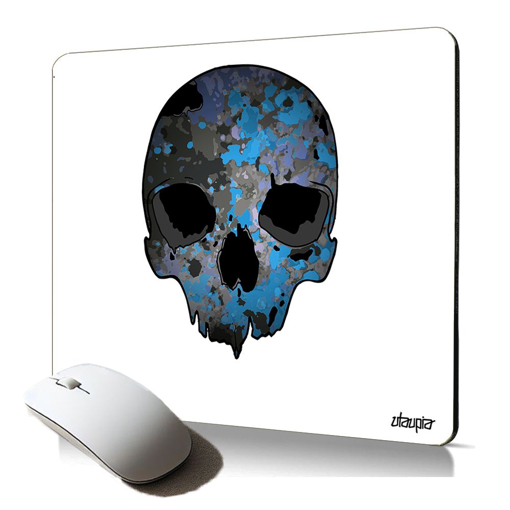 Tapis de souris souple Utaupia avec motif crâne - Accessoire de jeu artistique de rue