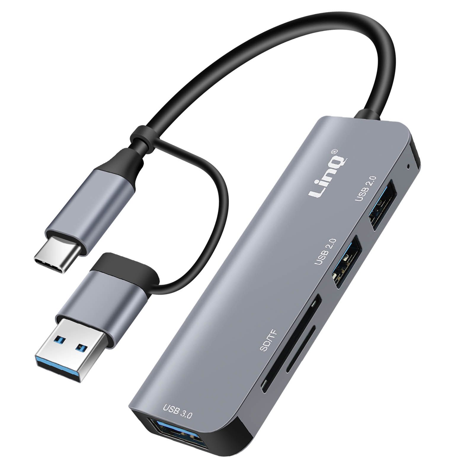 Hub USB-C et USB LinQ, Noir