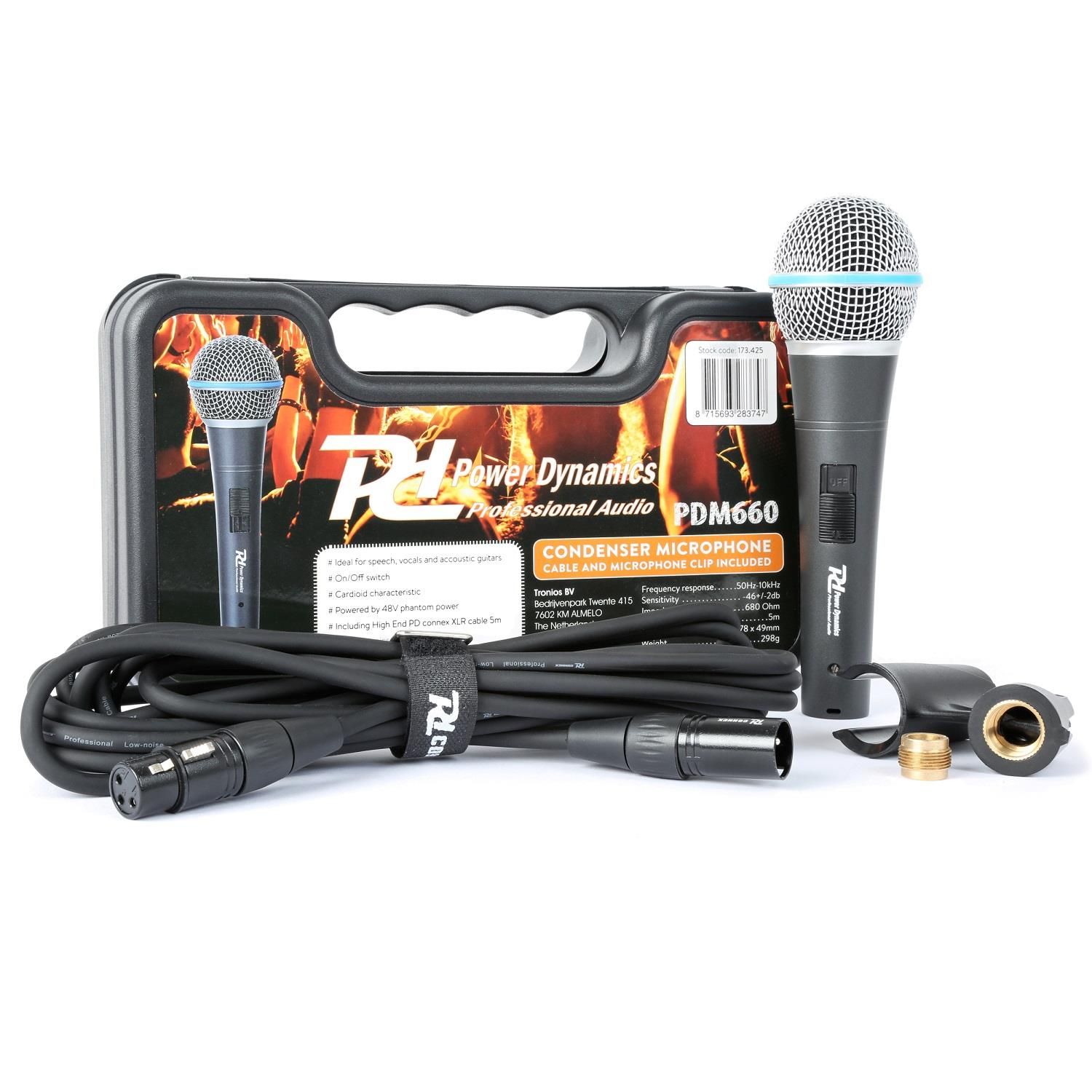 Micrófono de condensador Power Dynamics PDM660 XLR +48V