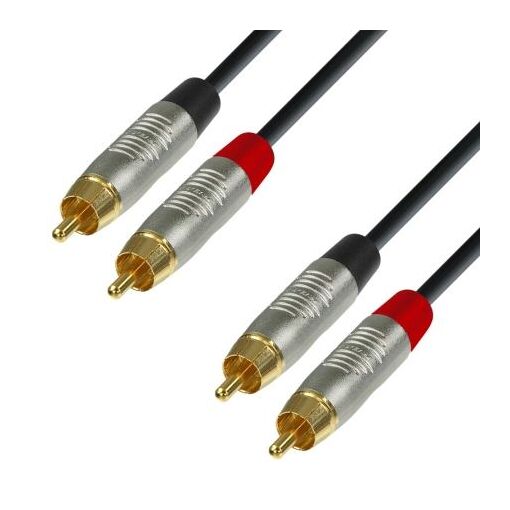 Cable de audio Adam Hall K4TCC0600 - 2 conectores RCA macho a 2 RCA macho - 6.00 m