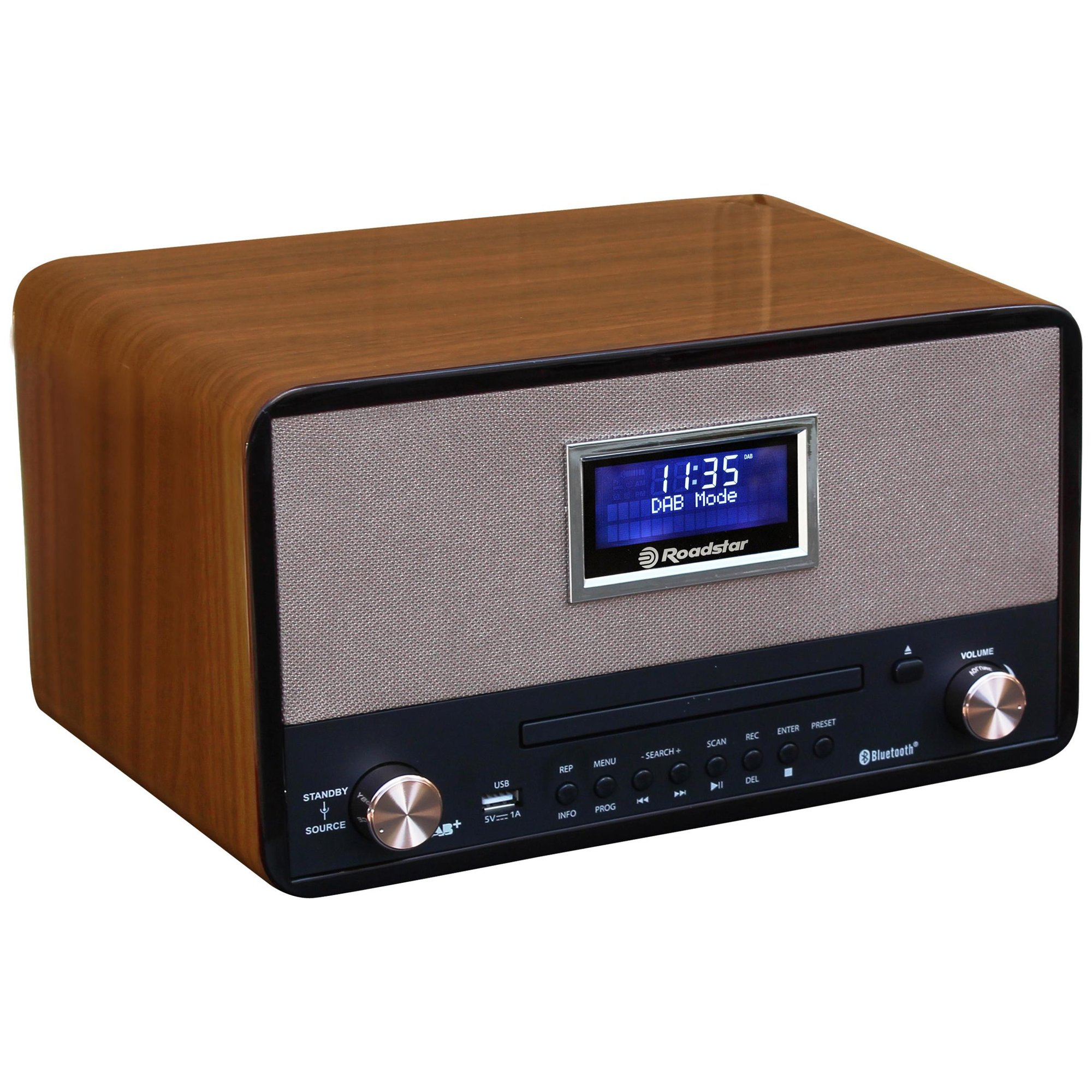 Roadstar Digital Portable Personal Radio, 240W, Wood