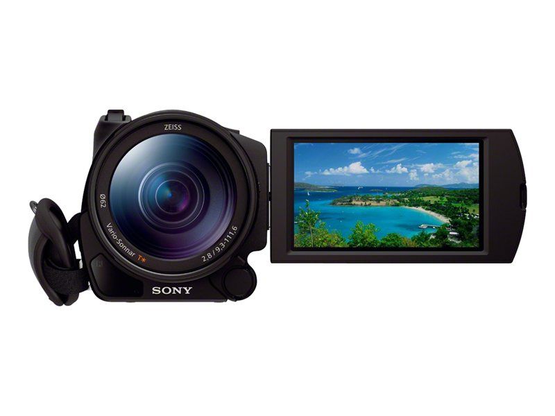 Sony Handycam FDR-AX100 - Camcorder - 4K - 20.9MP - 12x Optical Zoom - Carl Zeiss - Flash Card - Wi-Fi, NFC - Black