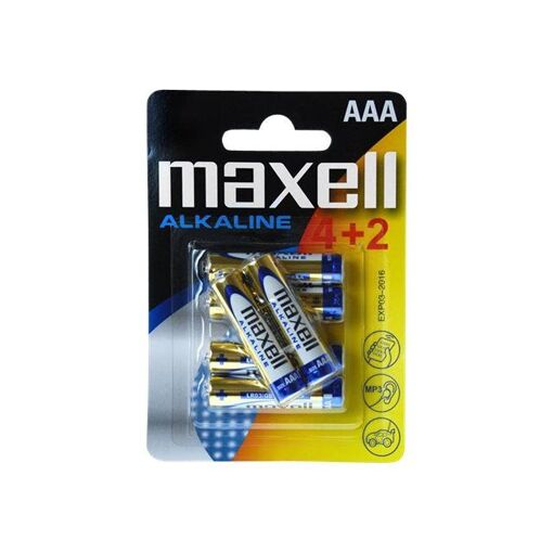 Baterías Maxell AAA alcalinas (paquete de 6)