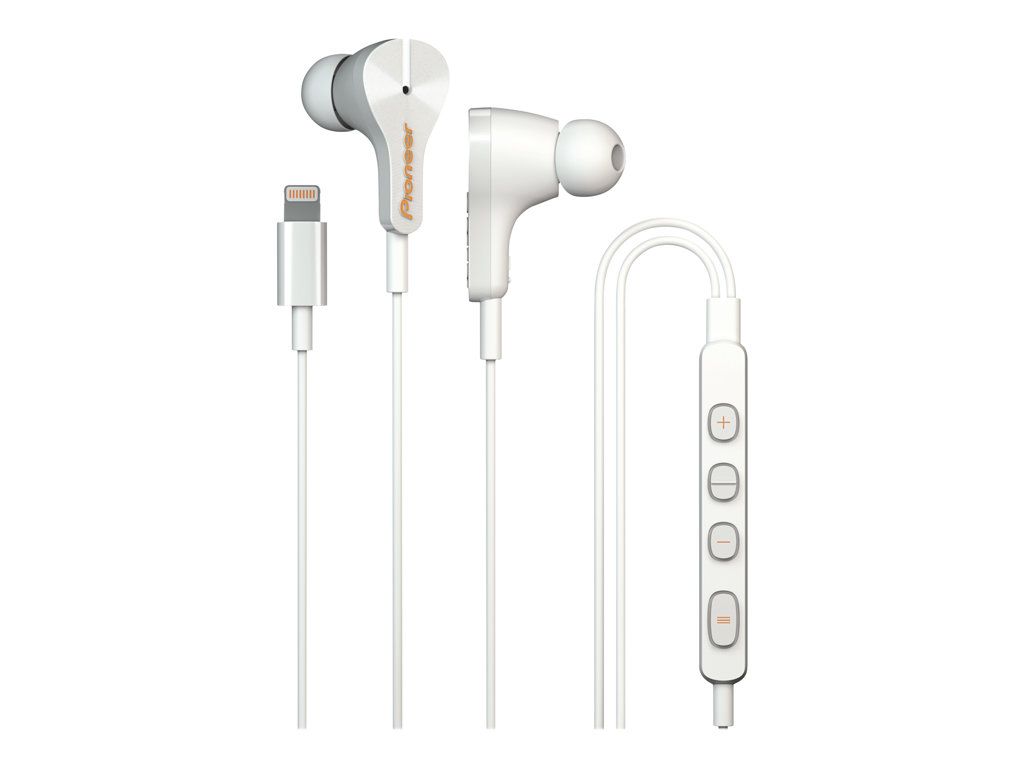 Pioneer Rayz SE-LTC3R Wired Headphones with Active Noise Cancellation and Lightning Connection - White
