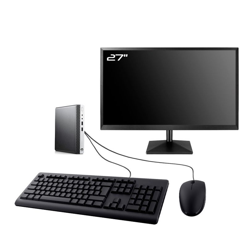 HP ProDesk 400 G5 DM - 27" Screen, Intel i7-8700T, 8GB RAM, 960GB SSD, Windows 11