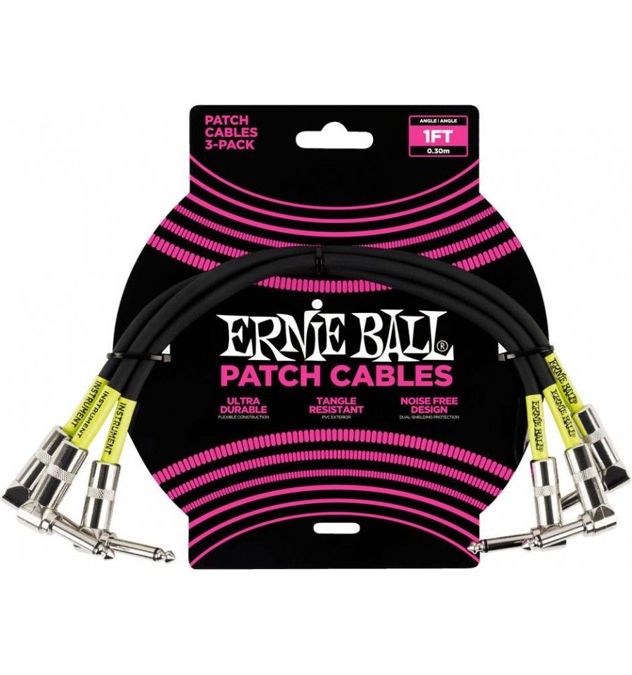 Ernie Ball 6075 Patch Cables (30cm, 3-Pack)