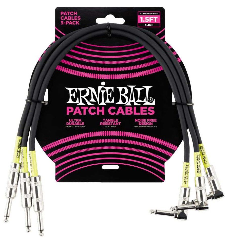 Ernie Ball 6076 - 3 Straight-Bent Patch Cables (46cm)