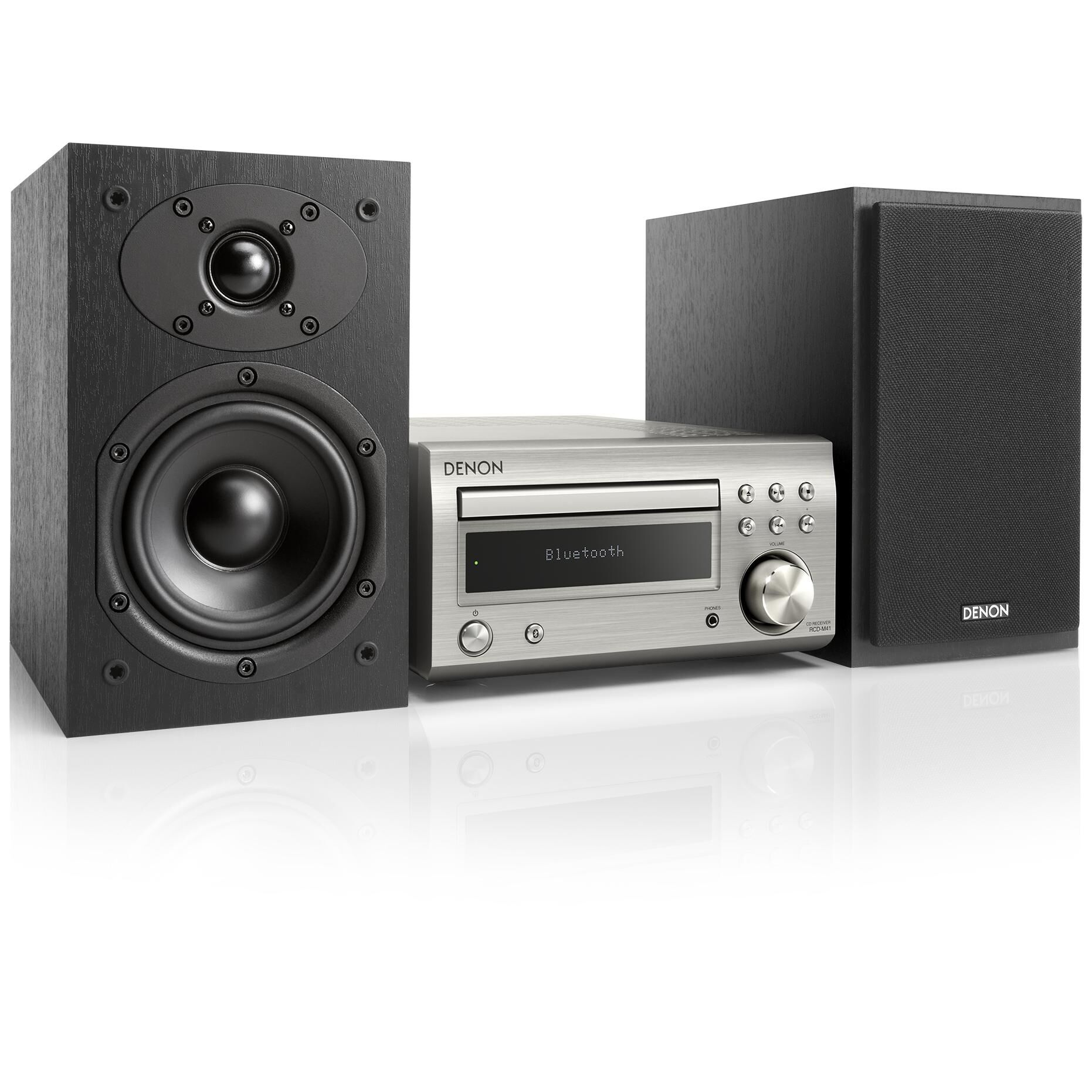 Denon D-M41 60W Home Mini Audio System - Black and Silver