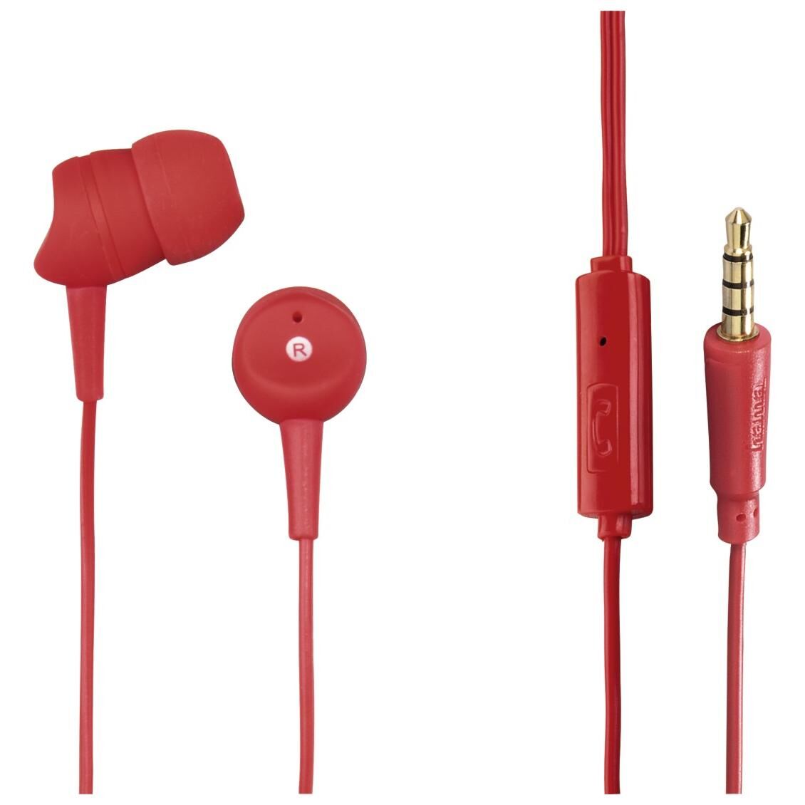 Hama Basic Headphones with Wired Connection for Calls and Music - Red