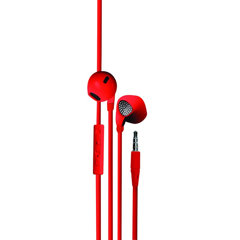 Metronic In-Ear Headphones with Integrated Microphone - 1.2m Red