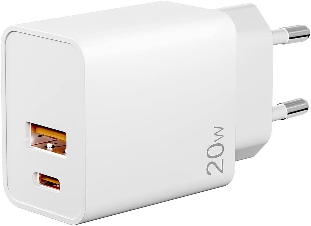 Chargeur mural USB-C 20W à double port de charge rapide, pour iPhone, iPad, Samsung Galaxy et autres