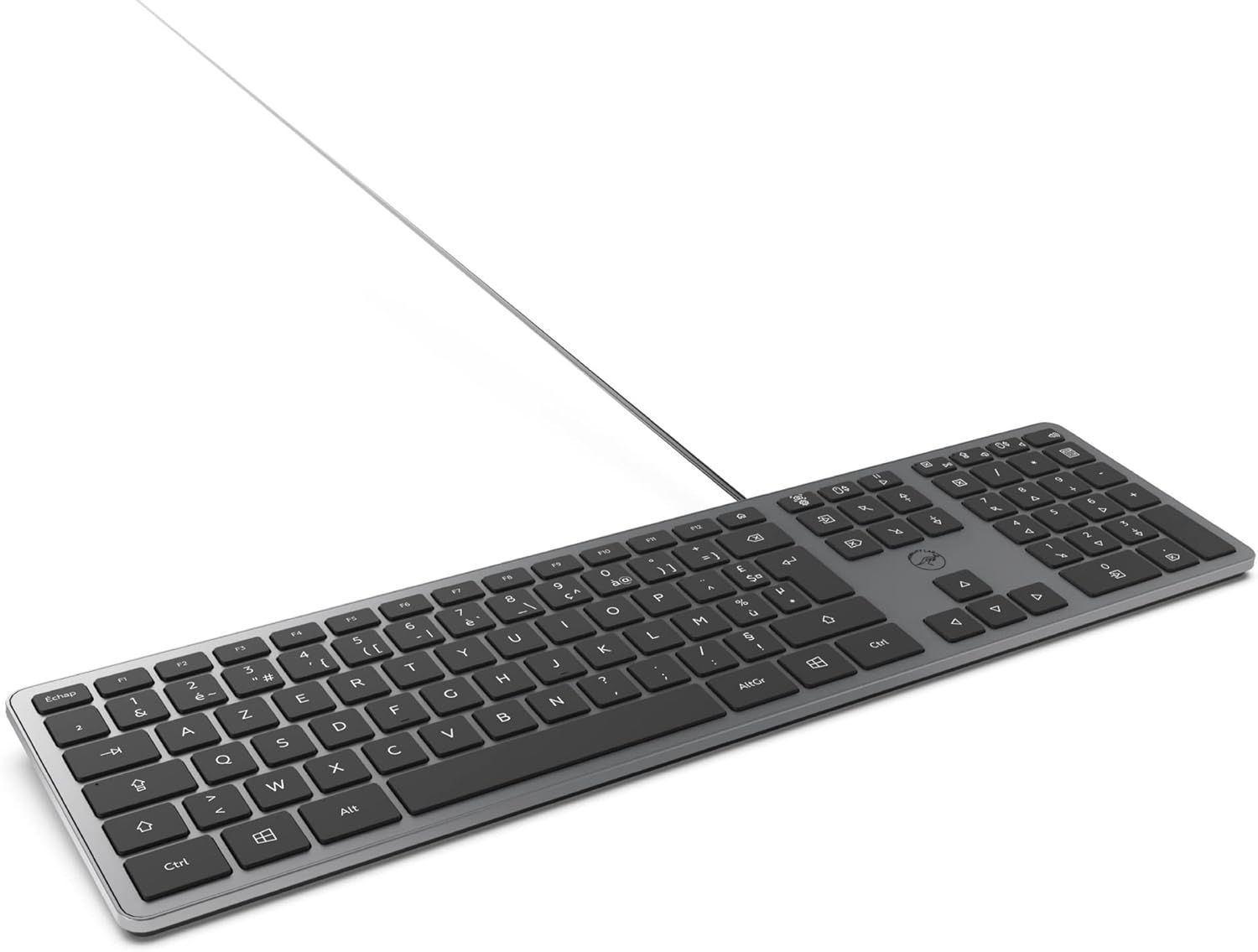PC Ultra Slim Wired Keyboard - Grey Side - USB French AZERTY Layout