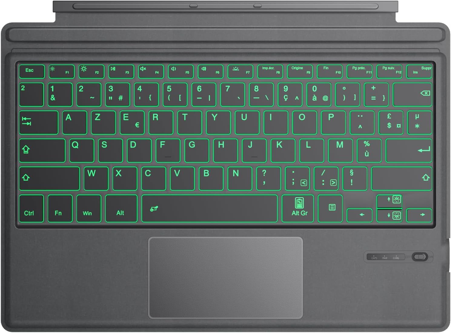 Microsoft Surface Pro Keyboard with 7-Color RGB Backlighting - Bluetooth, French AZERTY Layout (Gray)