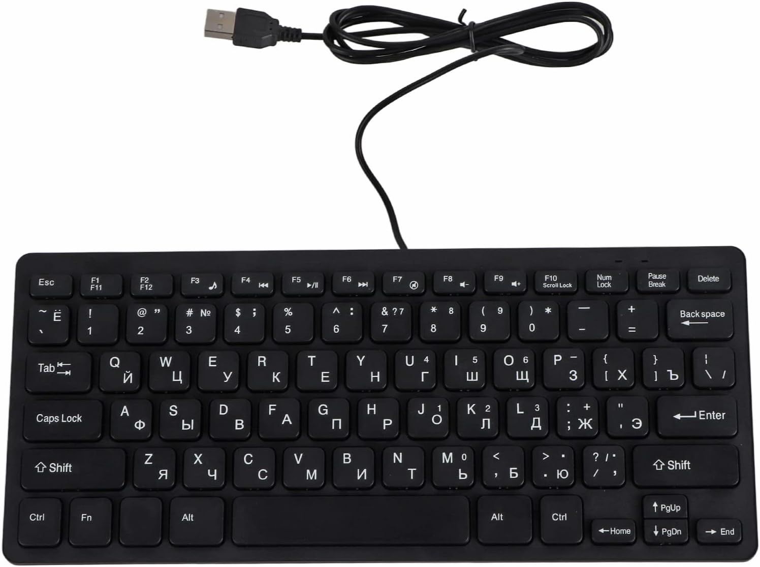 General Brand Russian/French/German Wired USB Keyboard, Ultra-Thin Compact Keyboard with 78 Keys for PC, Computer, Desk