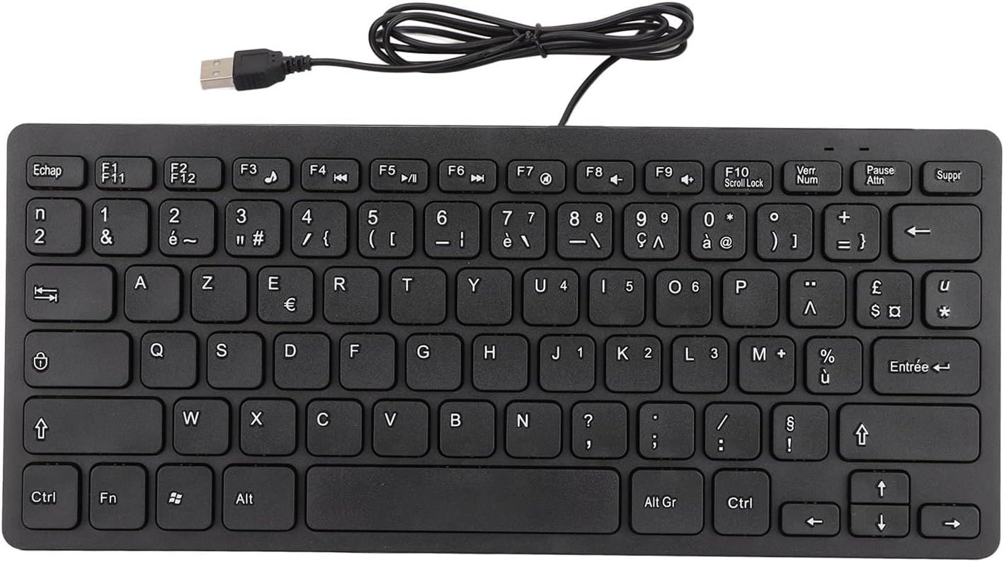 TT-A01 78 Key USB Wired Keyboard, Silent Ultra Thin Mini Keyboard with Russian/French/German Layout for PC Laptop Desktop