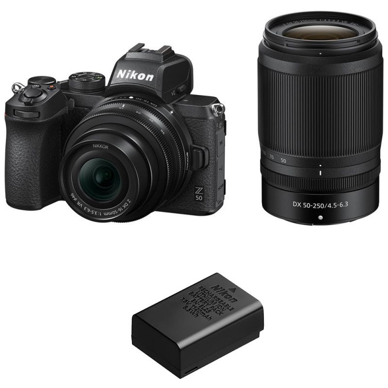 Nikon Z50 Mirrorless Camera Kit with 16-50mm and 50-250mm Lenses + EN-EL25 Battery - 2 Year Warranty
