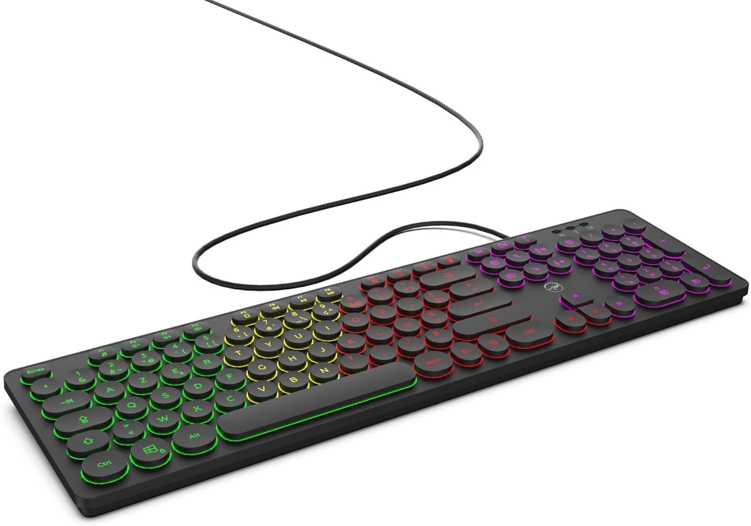Retro-Lit Wired Keyboard - Compatible with PC and Laptop, Black