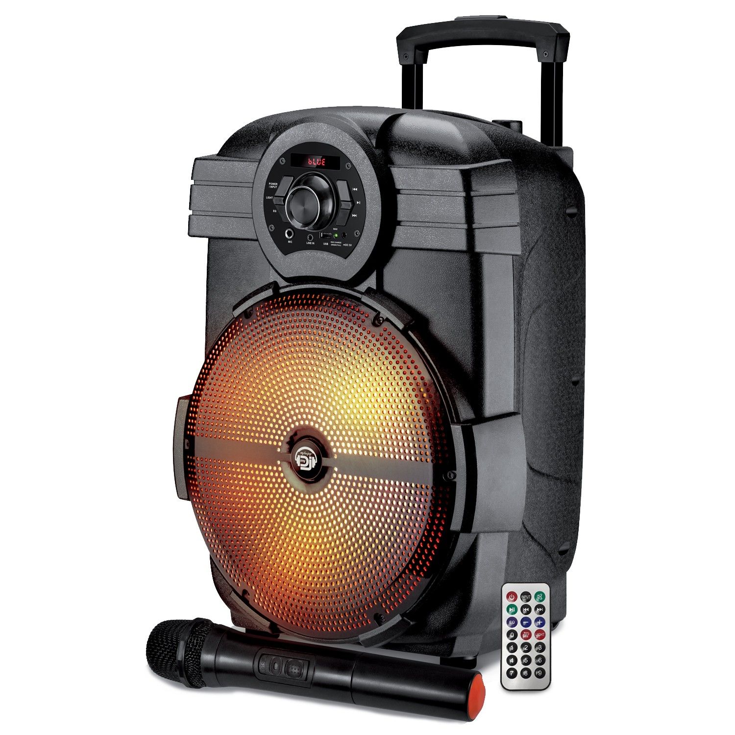 MyDj BROZY12 Battery-Powered LED Speaker - 600W - USB/BT/AUX - Remote + Wireless VHF Microphone