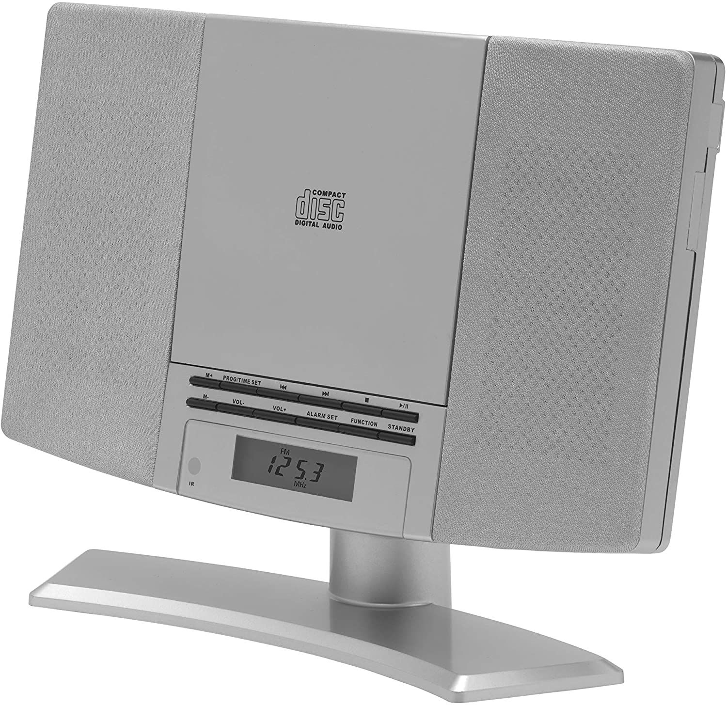 Mini cadena estéreo Denver MC-5220 con reproductor de CD y radio FM, plata