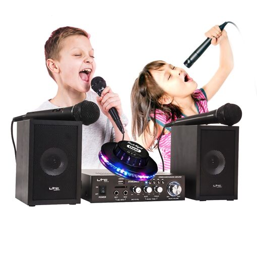 Karaoke para Niños Ibiza Son STAR2MKII, 2x50W con Puerto USB/SD y Controles, Efectos de Luz OVNI LED RVB