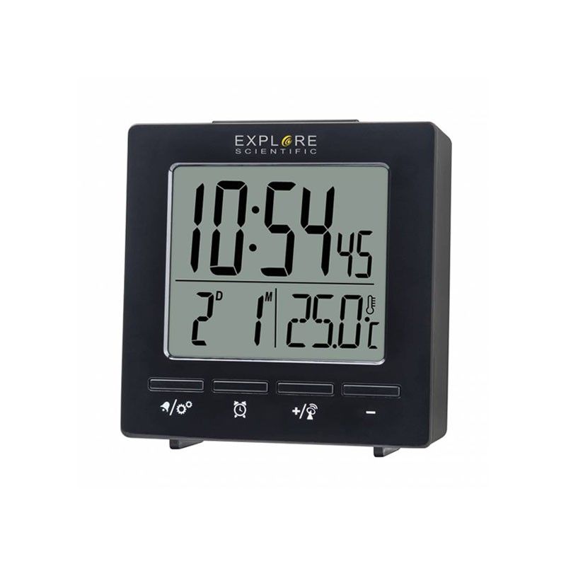 Reloj alarma proyector controlado por radio Bresser Explore Científico, negro