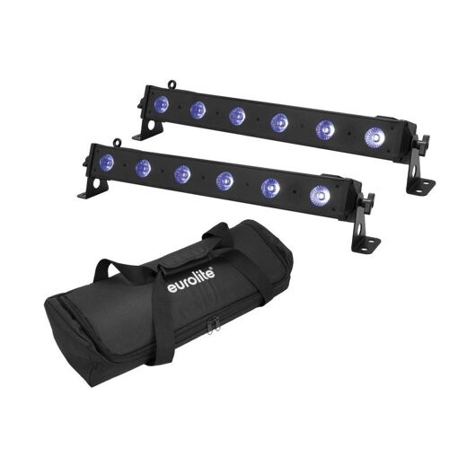 Ensemble Eurolite 2 Barres LED BAR-6 QCL RVB+UV avec Sac Souple