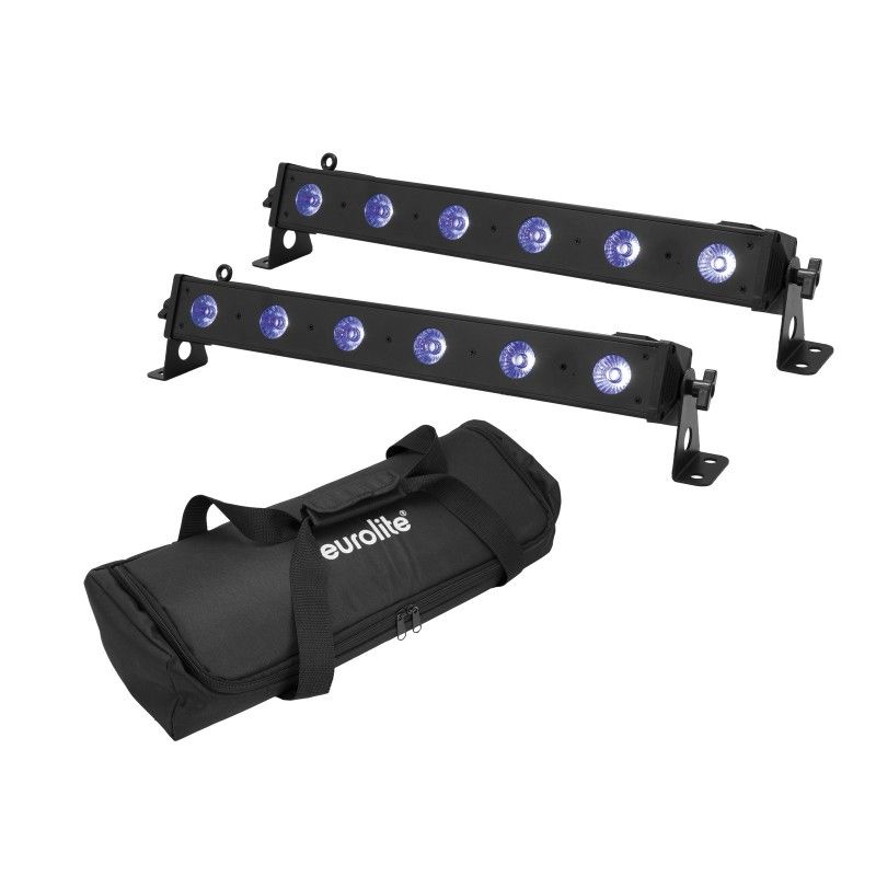 Eurolite LED BAR-6 QCL RGB+UV Bar Set (2x) with Soft Bag