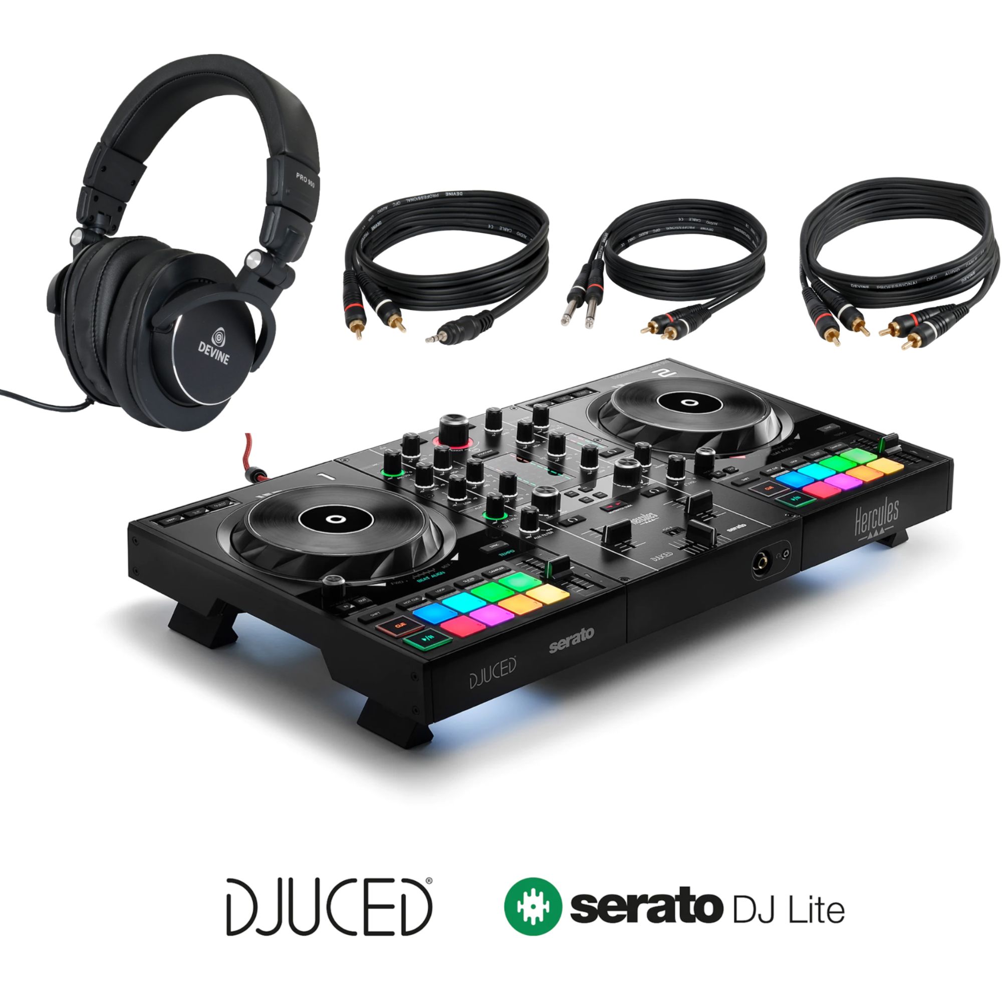 Hercules DJ Control Inpulse 500 + Devine PRO 900 DJ Headphones and Cables