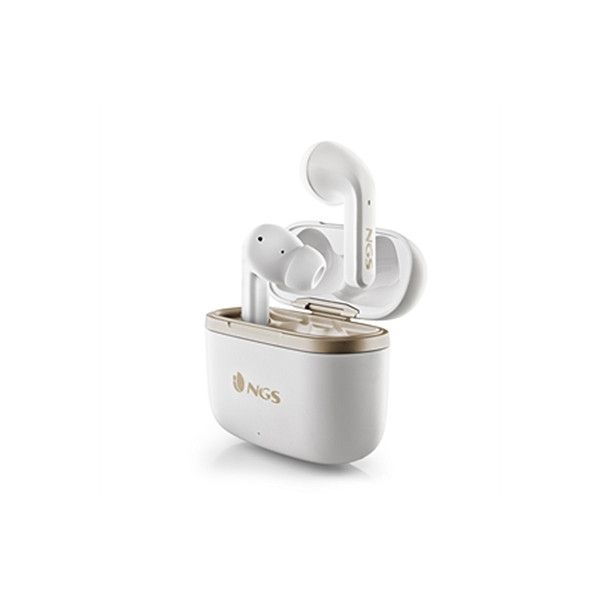 NGS Artica Trophy Wireless Headphones with Charging Case, Bluetooth, Gold, White