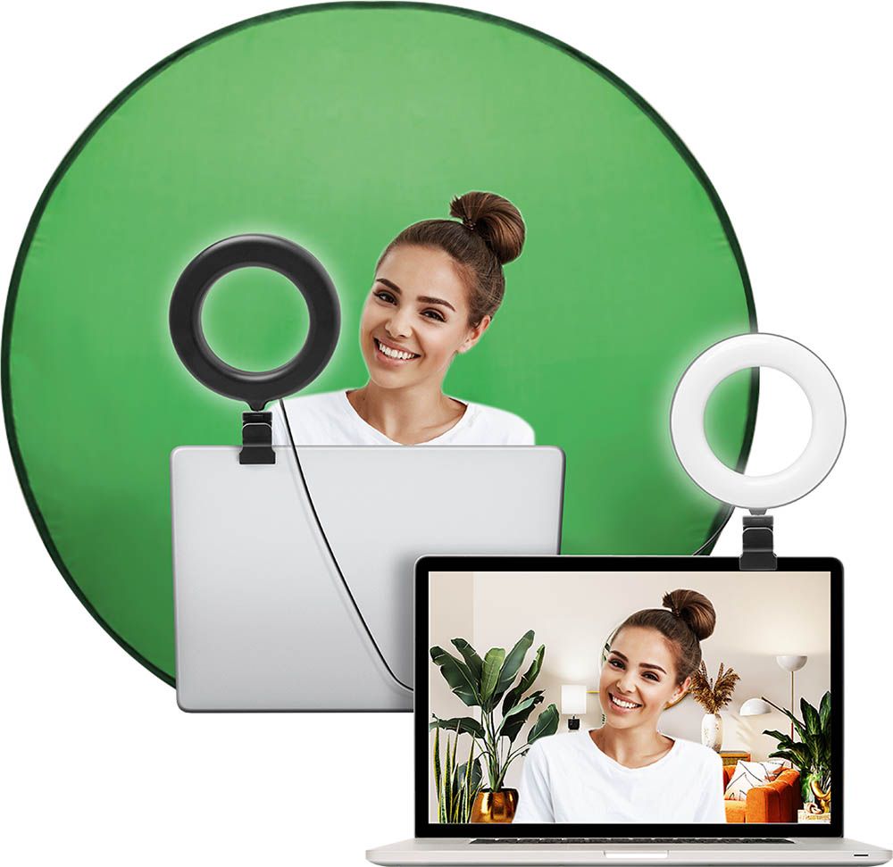 Bigben Connected Vlogging Kit - Green Background + Computer Ring Light Bundle