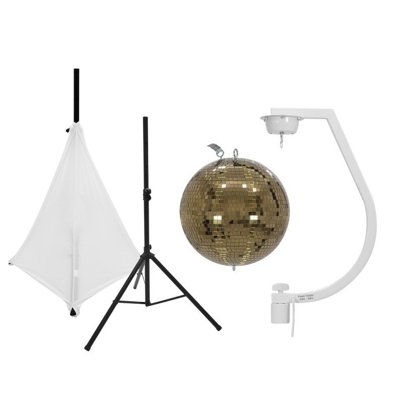 Eurolite 30cm Gold Mirror Ball Set with Stand and Tripod Cover (White)