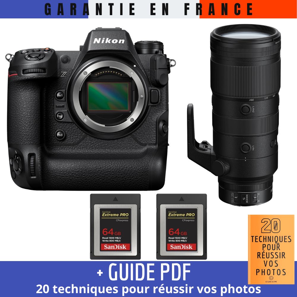 Nikon Z9 Camera Kit with Z 70-200mm f/2.8 VR S Lens and 2 SanDisk 64GB Extreme PRO CFexpress Type B Cards