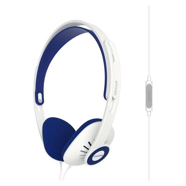 KOSS KPH30iW Open-Back Headphones with Mic, 3.5mm Jack, White