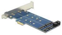 Tarjeta Delock PCI Express - 2 x Controlador de almacenamiento M.2 NGFF interno - USB 2.0 / Tarjeta M.2 / SATA 6Gb/s - Perfil bajo - PCIe x1