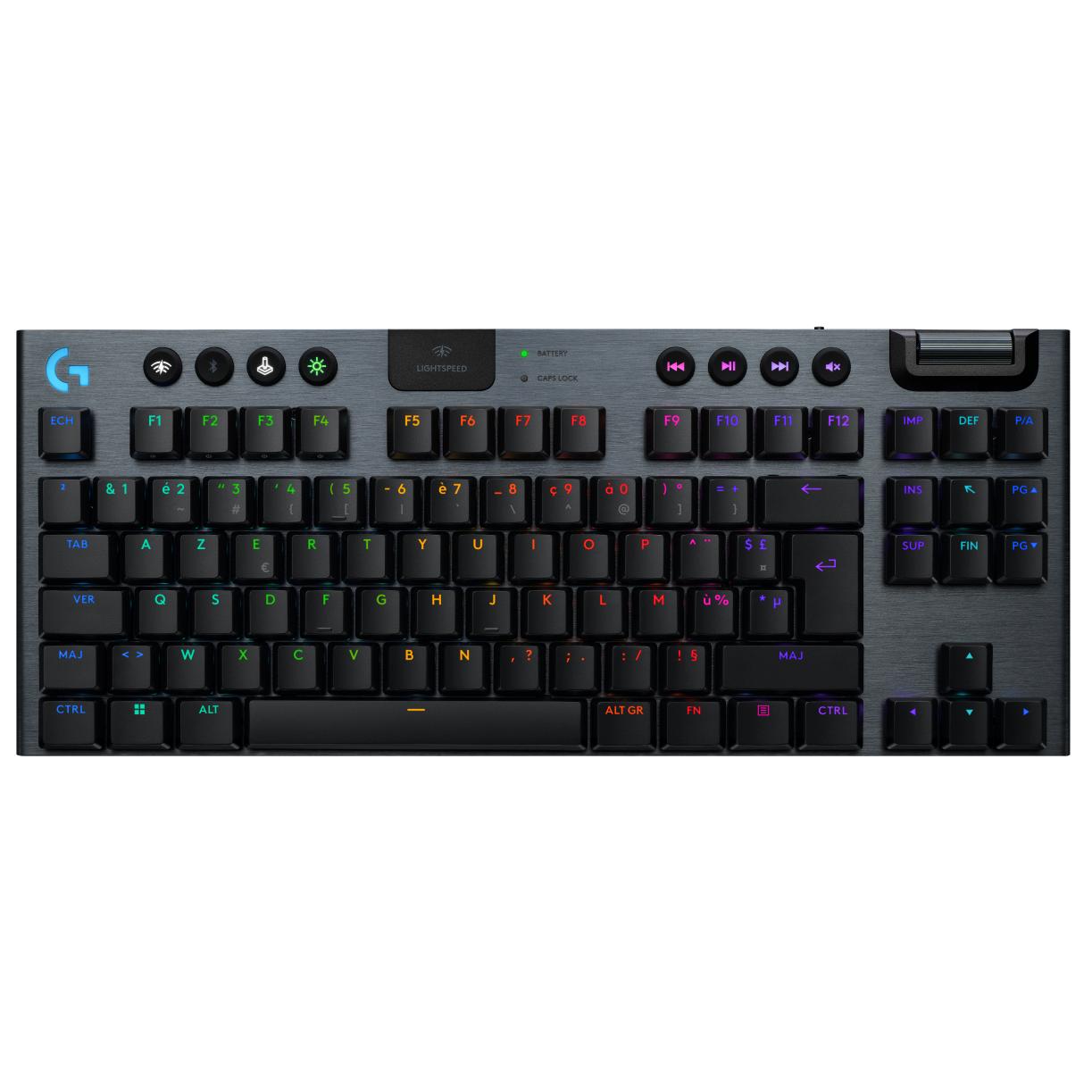 Logitech G915 X - Wireless Gaming Keyboard - LIGHTSPEED TKL - Backlit - Bluetooth 5.0, 2.4 GHz - AZERTY French Switch - Black