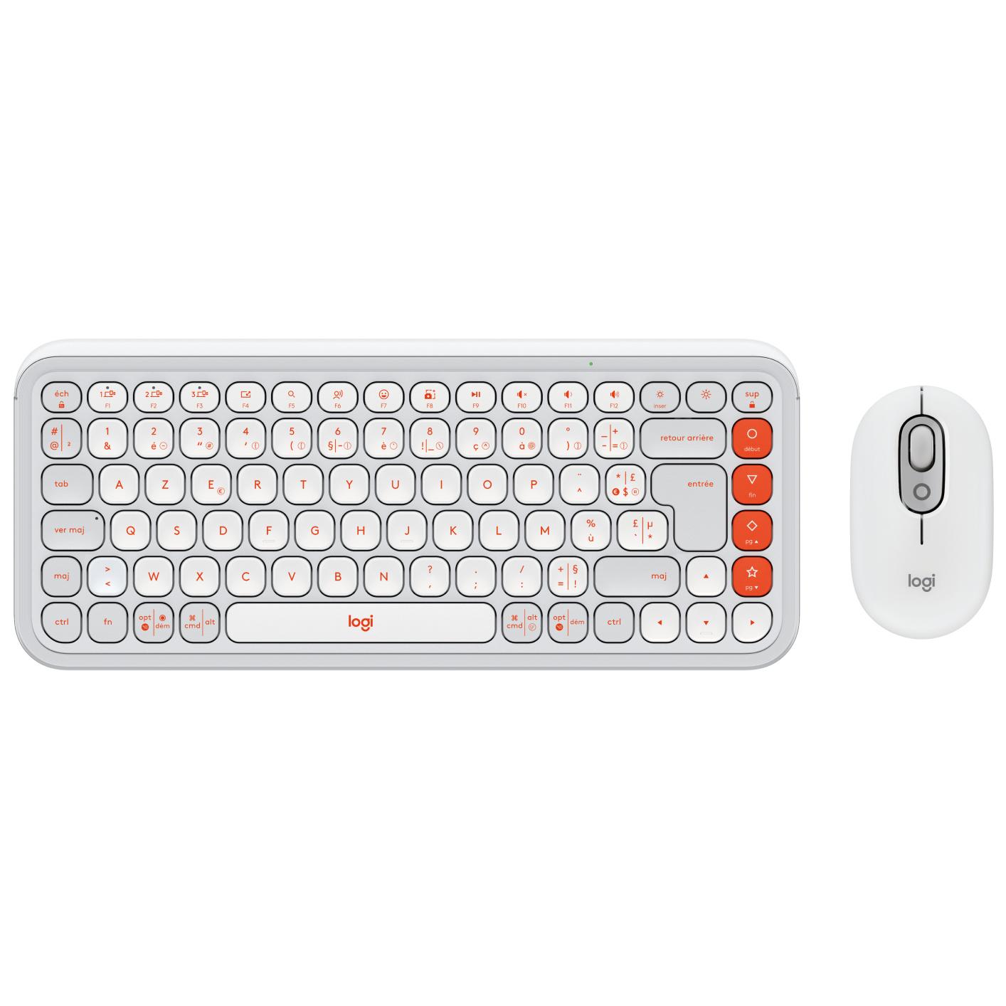 Logitech POP Icon Bluetooth Keyboard and Mouse Set (AZERTY French, White)