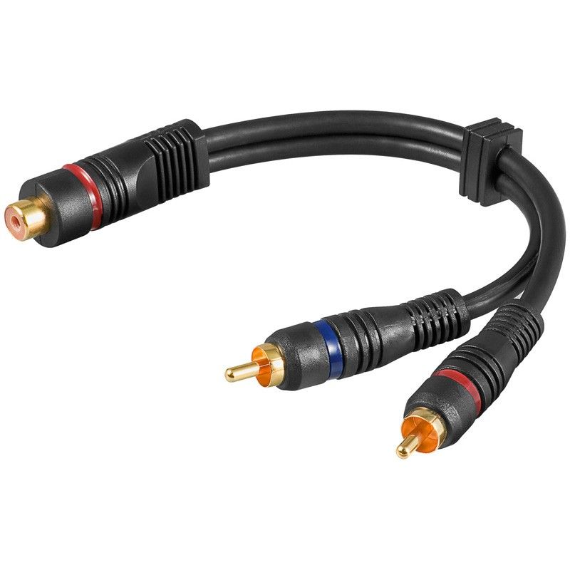 Goobay 2-Male to 1-Female RCA Cable, 0.2mts