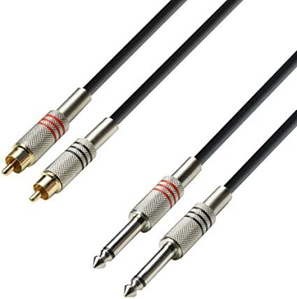 Adam Hall 2-Male to 2-Jack 6.3 Mono RCA Cable, 3m