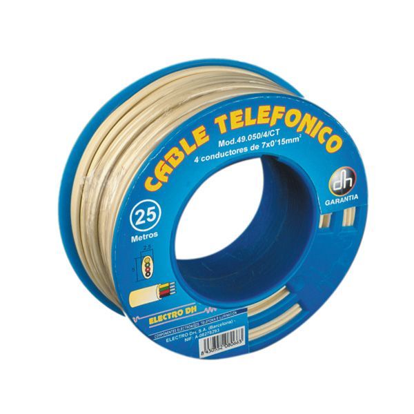 Electro DH Flat Telephone Cable, 4-Way, 100m