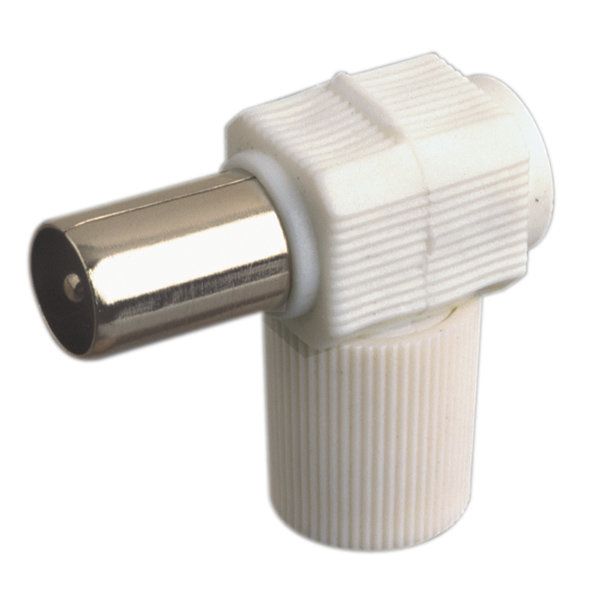 Electro DH Male Coaxial Connector 90 Degree Bend White