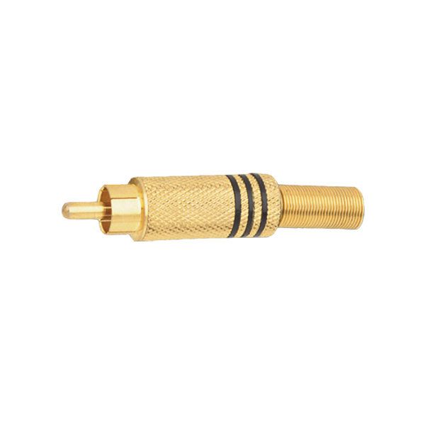 Electro DH Coaxial RCA Male Connector, Metal, Long, Red Rings, 10.593/D/R
