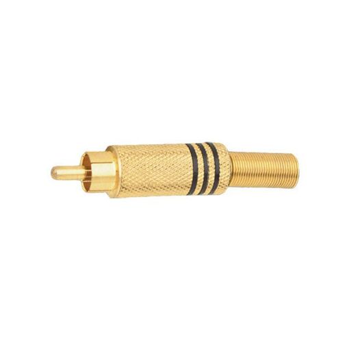Electro DH Coaxial RCA Male Connector, Metal, Long, Red Rings, 10.593/D/R