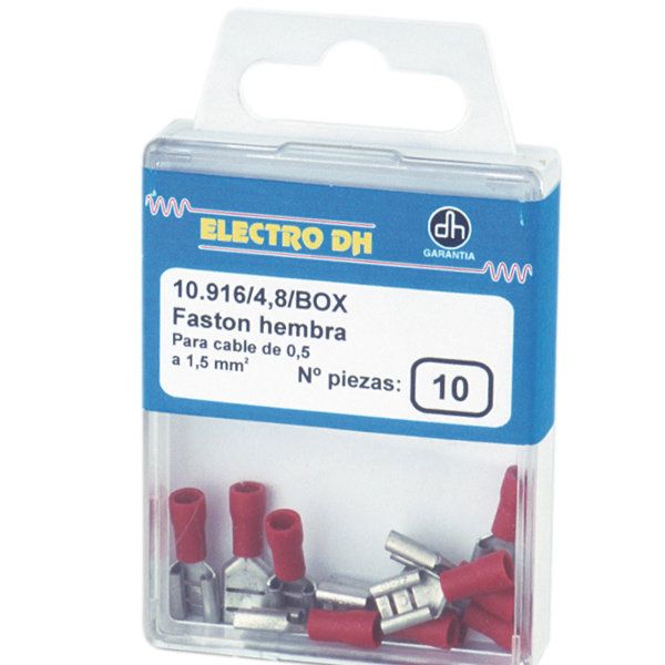 Electro DH Faston Female Terminals, 10-Pack, Blue, 4.8mm, for Cable Sizes 1.5-2.5mm²
