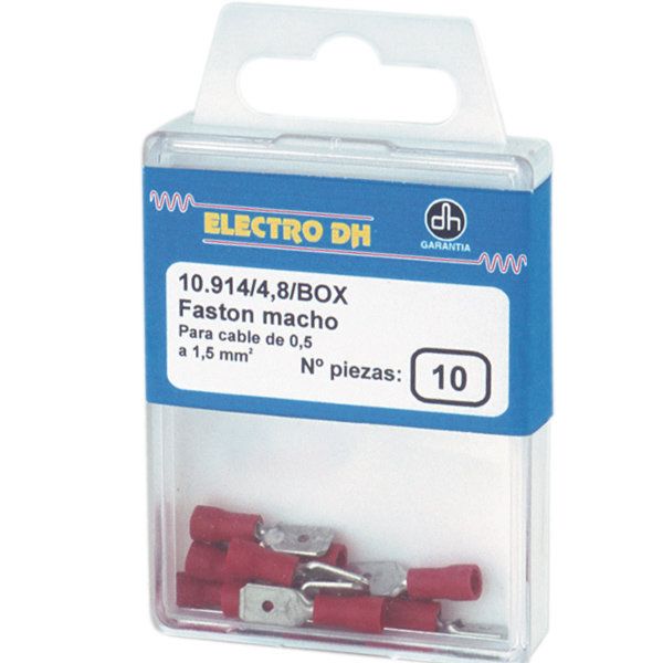 Electro DH Faston Isolated Male Terminal Box, 4.8mm, Blue