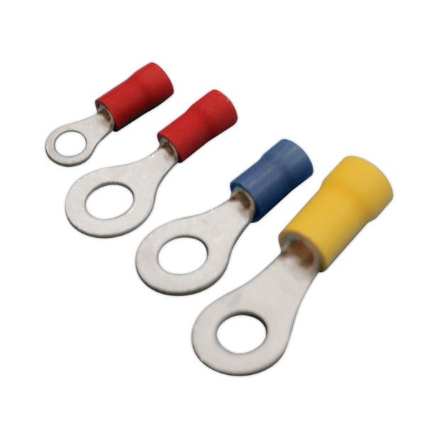 Electro DH Round Faston Terminals, 4.3mm, Red Case, 100 Pieces (0.5-1.5mm²)