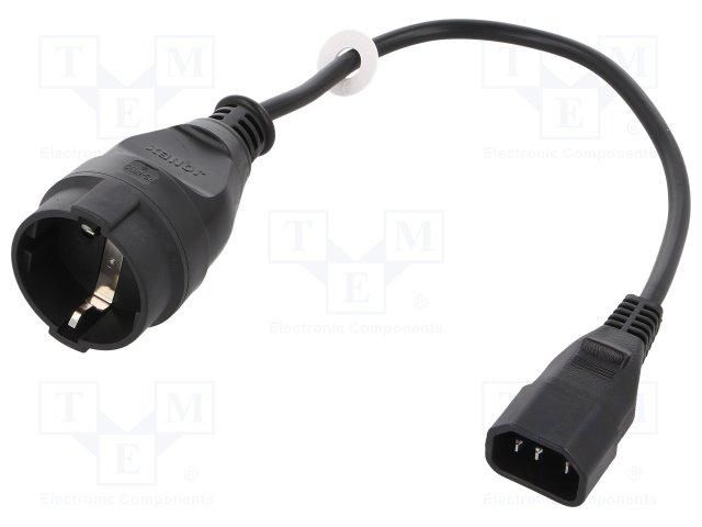 SCHUKO Power Cable Female to C14 Male, 0.3m