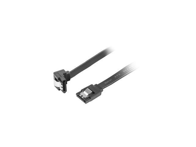 Lanberg 50cm SATA III Cable (6GB/s) - 90 Degree Bend and Metal Clip, Black