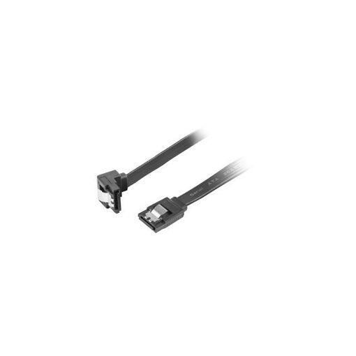 Câble SATA III Lanberg de 50 cm (6 Go/s) - Angle plié de 90 degrés et clip en métal, noir