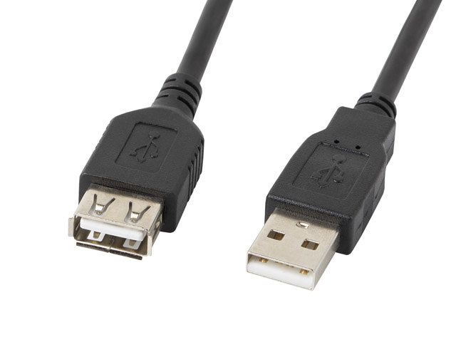 Lanberg USB 2.0 Male-Female Extension Cable, 0.7m Black